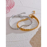 Stainless Steel Chain Polished Wrist Bracelet Bangle 18K PVD Plated