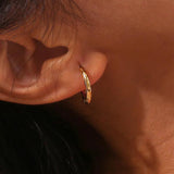 Chunky Thin Hammered Hoop Earrings Vintage Stainless Steel Jewelry