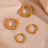 Chunky Thin Hammered Hoop Earrings Vintage Stainless Steel Jewelry