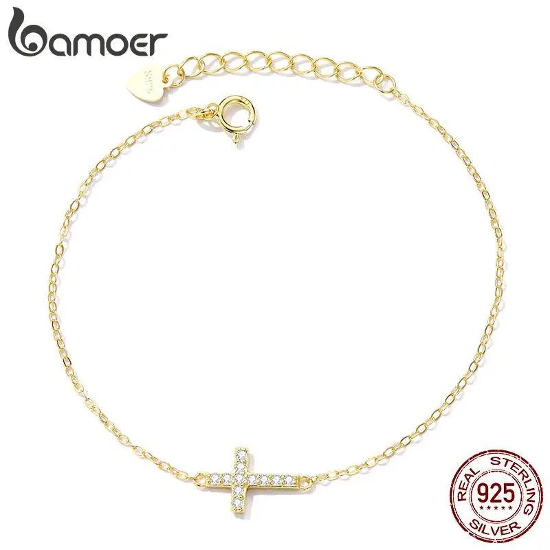 925 Silver Cross Bracelet 6.10+0.98 inch Chain Link Women Gift