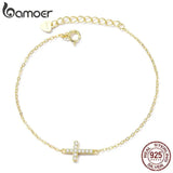 925 Silver Cross Bracelet 6.10+0.98 inch Chain Link Women Gift