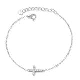 925 Silver Cross Bracelet 6.10+0.98 inch Chain Link Women Gift