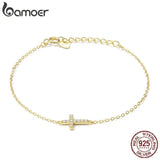 925 Silver Cross Bracelet 6.10+0.98 inch Chain Link Women Gift