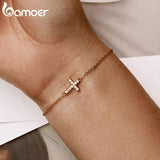 925 Silver Cross Bracelet 6.10+0.98 inch Chain Link Women Gift