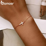 925 Silver Cross Bracelet 6.10+0.98 inch Chain Link Women Gift