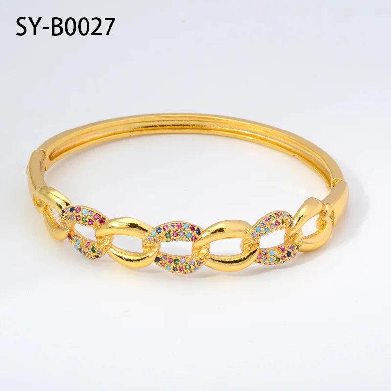 Punk Bracelet Unisex Hand Jewellery Screw Geometry Zirconia Bangle