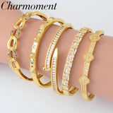 Punk Bracelet Unisex Hand Jewellery Screw Geometry Zirconia Bangle