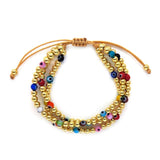 KKBEAD Evil Eye Bracelet Multilayer Beaded Jewelry 18K Plated Pulseras Femme