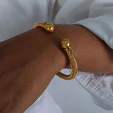 Spiral Stripe Elastic Bracelet and Adjustable Women's Bracelet