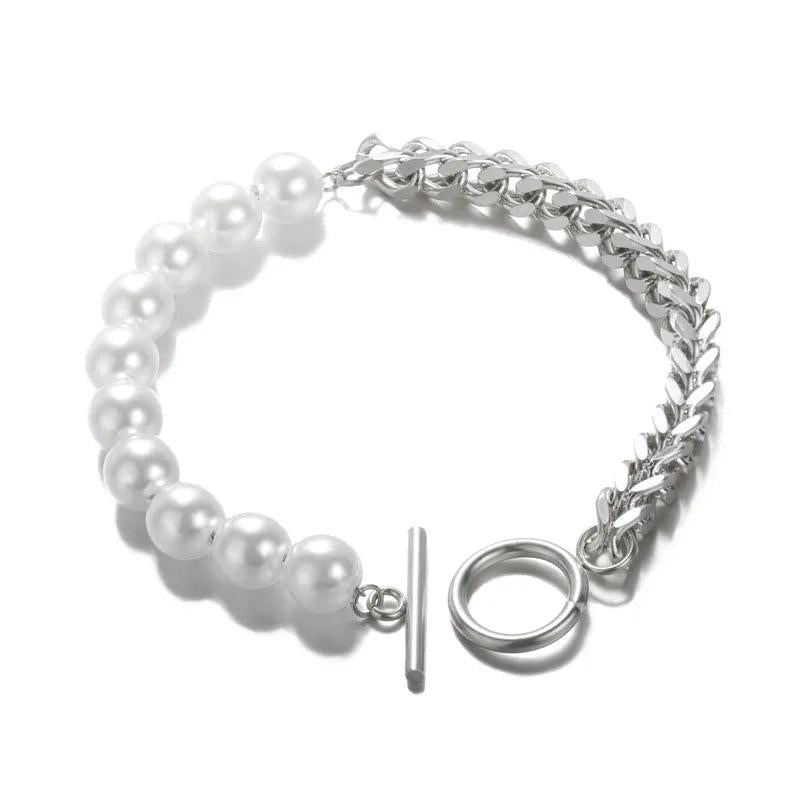 Women's Pearl Bracelet Geometric Silver Jewelry