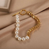 Women's Pearl Bracelet Geometric Silver Jewelry