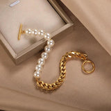 Women's Pearl Bracelet Geometric Silver Jewelry