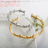 Punk Thorns Wire Bangle for Men Stainless Steel Cuff Bracelet
