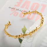 Punk Thorns Wire Bangle for Men Stainless Steel Cuff Bracelet