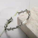 Punk Thorns Wire Bangle for Men Stainless Steel Cuff Bracelet