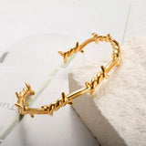Punk Thorns Wire Bangle for Men Stainless Steel Cuff Bracelet