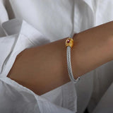 Adjustable Cuff Bangle with Cubic Zircon Stones