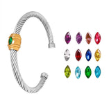 Adjustable Cuff Bangle with Cubic Zircon Stones