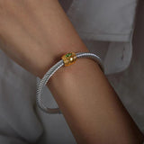 Adjustable Cuff Bangle with Cubic Zircon Stones