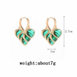 Green Heart Romantic Hoop Earrings for Women
