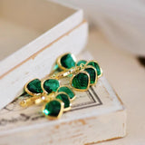 Green Heart Romantic Hoop Earrings for Women