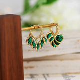 Green Heart Romantic Hoop Earrings for Women