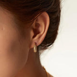 Paved Pearl CZ Hoop Earrings Stainless Steel Geometric Circle Jewelry