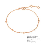 14K Rose Bracelet CZ Sparkling Star Silver Charm Bracelet