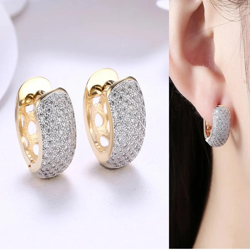 Crystal Hoop Earrings CZ Stone Vintage Jewelry