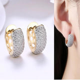 Crystal Hoop Earrings CZ Stone Vintage Jewelry