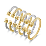 Vintage Style Stainless Steel Cable Wire Bracelets Adjustable Size Cuff Bangle