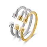 Vintage Style Stainless Steel Cable Wire Bracelets Adjustable Size Cuff Bangle