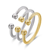 Vintage Style Stainless Steel Cable Wire Bracelets Adjustable Size Cuff Bangle