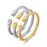 Vintage Style Stainless Steel Cable Wire Bracelets Adjustable Size Cuff Bangle