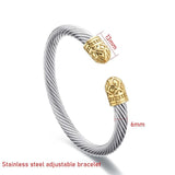 Stainless Steel Rocket Head Bangle Bracelet Adjustable Wire Rope