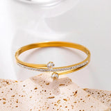 Love Bangle Rhinestone CZ Stainless Steel Bracelet Women Wedding Jewelry