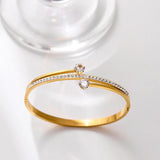 Love Bangle Rhinestone CZ Stainless Steel Bracelet Women Wedding Jewelry