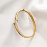 Love Bangle Rhinestone CZ Stainless Steel Bracelet Women Wedding Jewelry