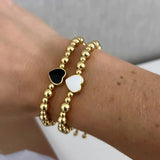KKBEAD Matching Bracelet Couple Heart Jewelry Women 18K Waterproof Beads
