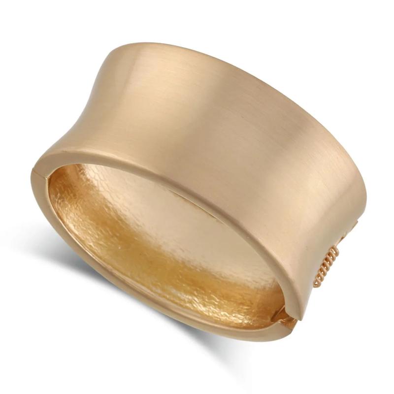 Brushed Plated Cuff Bracelet for Women Chunky Metal Bangle