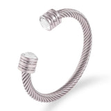Retro Wire Rope Chain Stainless Steel Bracelet with Zircon Bangle