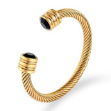 Retro Wire Rope Chain Stainless Steel Bracelet with Zircon Bangle