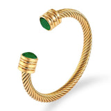 Retro Wire Rope Chain Stainless Steel Bracelet with Zircon Bangle