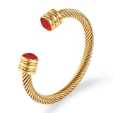 Retro Wire Rope Chain Stainless Steel Bracelet with Zircon Bangle