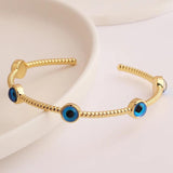 Evil Eye Bangle Copper Adjustable Charm Cuff Bracelet for Women