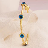 Evil Eye Bangle Copper Adjustable Charm Cuff Bracelet for Women