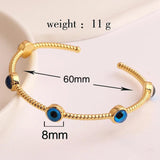 Evil Eye Bangle Copper Adjustable Charm Cuff Bracelet for Women