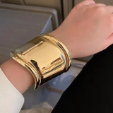 Exaggerated Wide Metal Wave Bracelet for Women