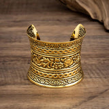 Large Flower Open Cuff Bracelet for Women Retro Wide Bangle Jewelry