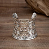 Large Flower Open Cuff Bracelet for Women Retro Wide Bangle Jewelry